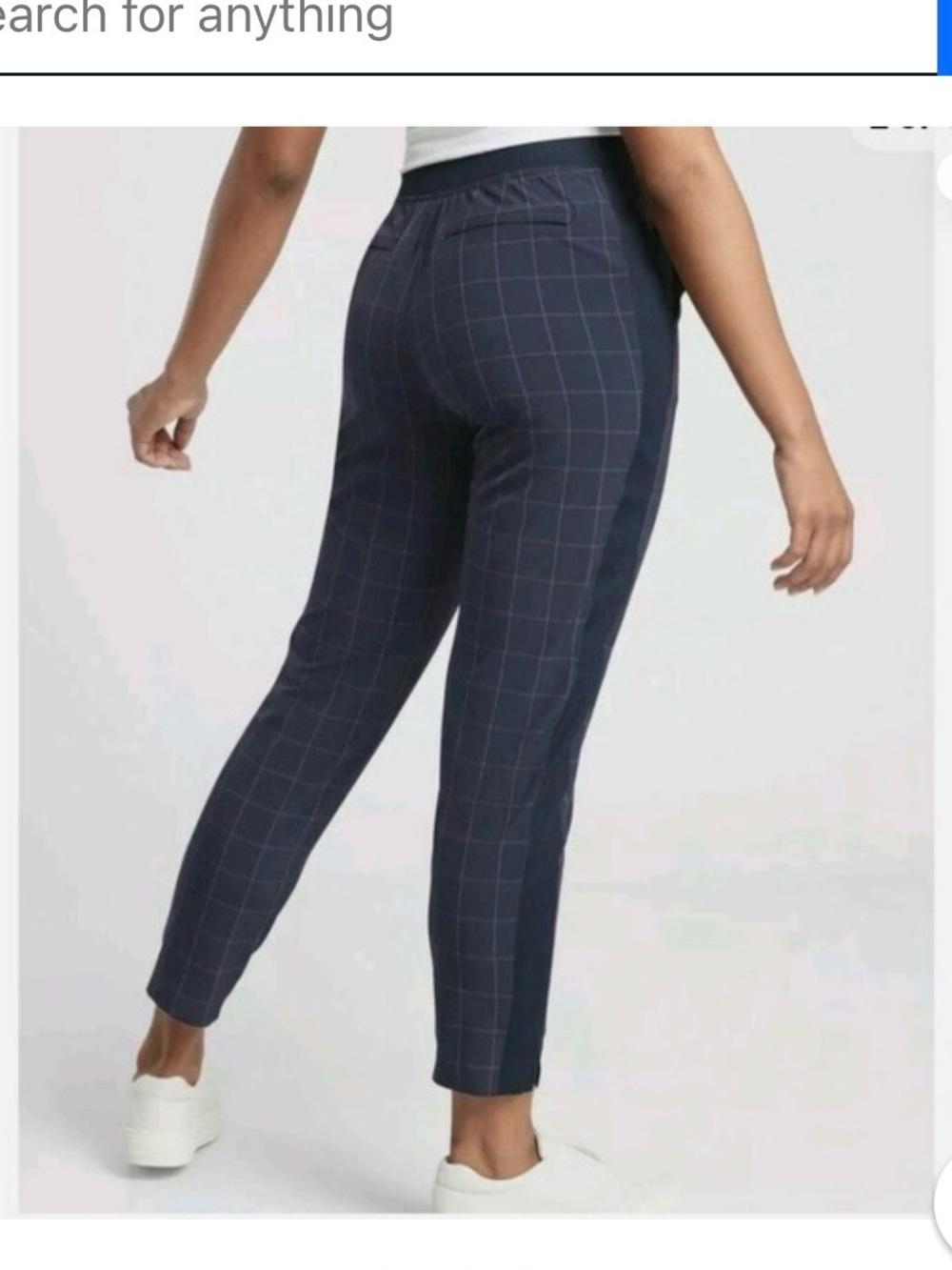 Athleta Navy Windowpane Ankle Pants